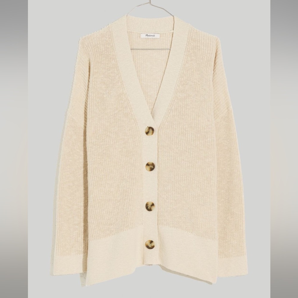 Madewell Cream Button-Front Knit Cardigan